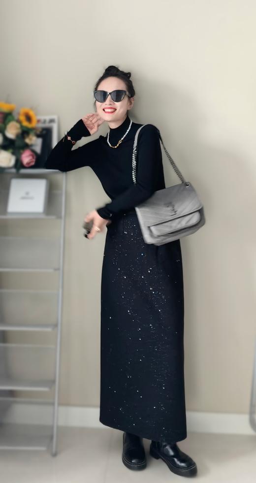 大气知性星光璀璨毛呢厚加绒羊毛半裙 商品图4