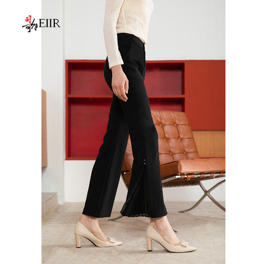 司歌显瘦长裤拼接压褶弹力D901286X 商品图0