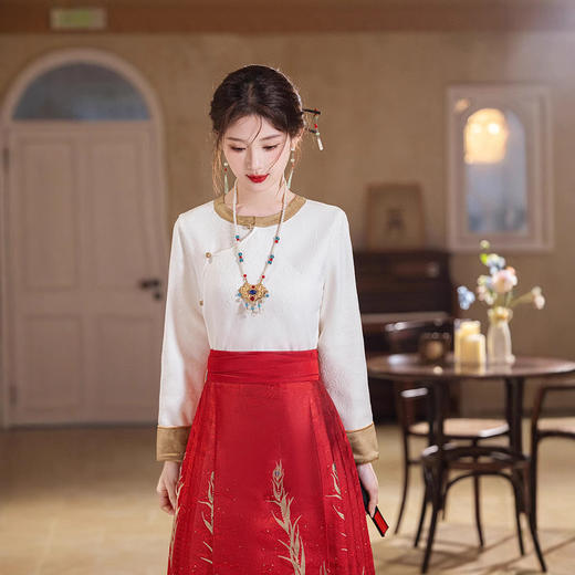 明制汉服织金马面裙中式国风古风订婚结婚日常旗袍MYJ875 商品图1