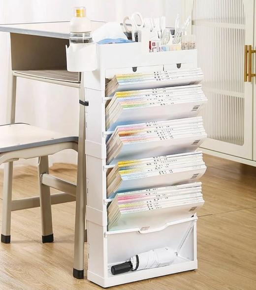 悟生可折叠多功能桌边放书架，轻松整理桌面方便又实用 商品图2