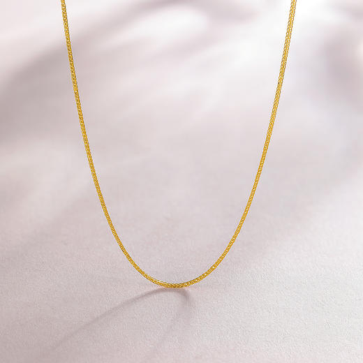 周六福18K金项链肖邦链 款式齐全锁骨链玫瑰金多彩素链 商品图2