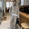 （预售3-7天）冬季气质舒芙蕾重磅高克重休闲韩系加绒连帽卫衣阔腿裤套装女装 商品缩略图6