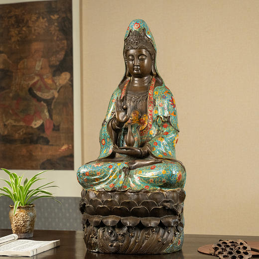 二十世纪 铜胎掐丝珐琅净瓶观音像 商品图4