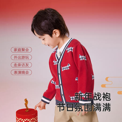 【商场同款】英氏儿童毛衣春秋长袖男童开衫外套2025新款新年毛衣 商品图3