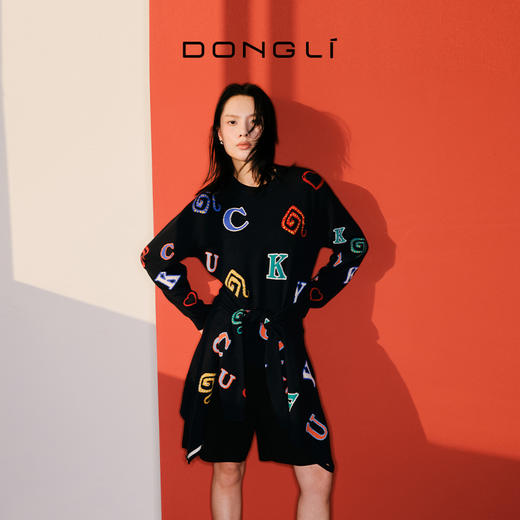 东黎 • 山羊绒女士秋冬字母提花套衫 5017 商品图2