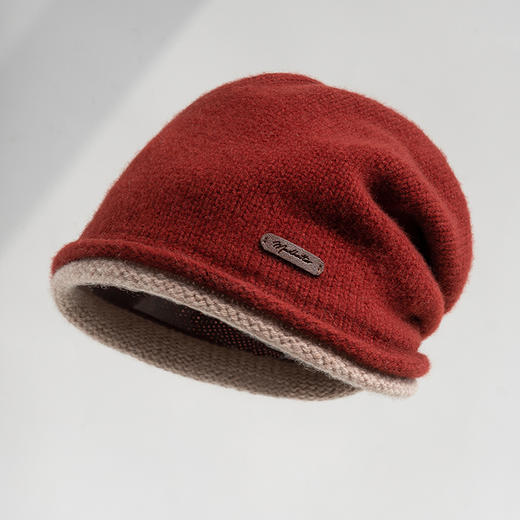 疯帽子 纯羊毛韩版冷帽 毛线帽子女秋冬保暖包头堆堆帽逛街针织帽 商品图3