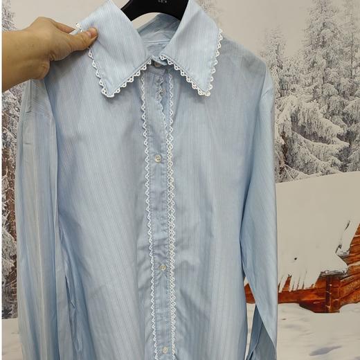 两三事2024冬季新款百搭浅蓝色长袖衬衫女宽松 商品图1