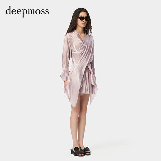 【deepmoss】潮流复古优雅气质优雅水泽交叠凉感衬衫 商品图2