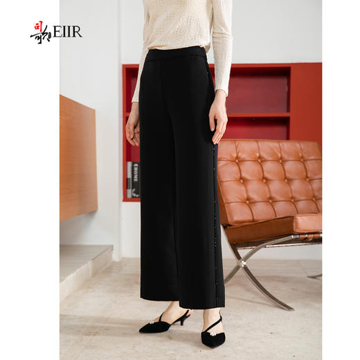 司歌阔腿裤弹力钉珠长裤D901249X 商品图0