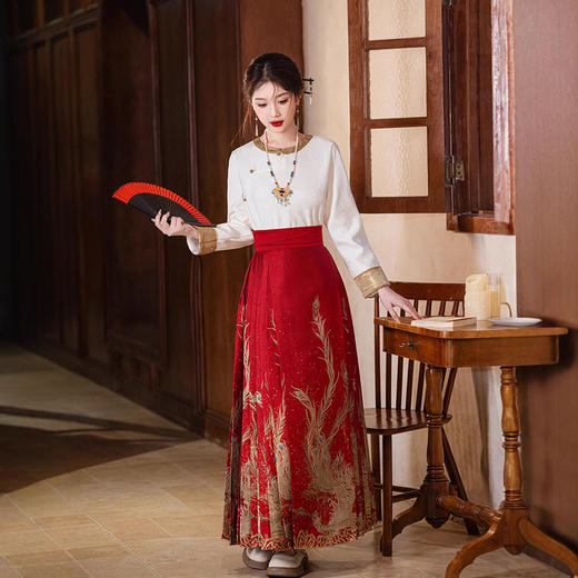 明制汉服织金马面裙中式国风古风订婚结婚日常旗袍MYJ875 商品图3