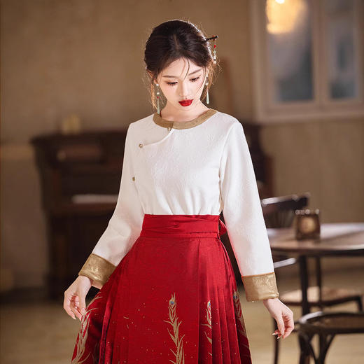 明制汉服织金马面裙中式国风古风订婚结婚日常旗袍MYJ875 商品图2