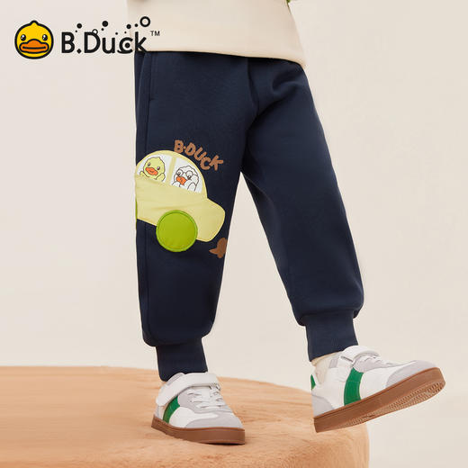 bduck小黄鸭童装男童裤子加绒冬季宝宝运动裤保暖儿童长裤加厚潮90-130 BF5573016 商品图3
