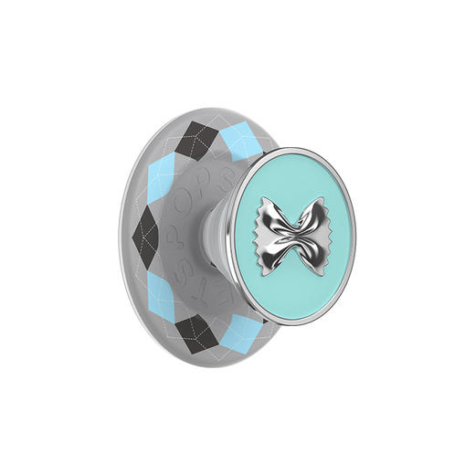 【冬眠计划】格纹蝴蝶结·MagSafe圆啪嗒 MAGSAFE磁吸手机气囊支架 Round圆啪嗒系列 蓝色 蝴蝶结 菱格 商品图0