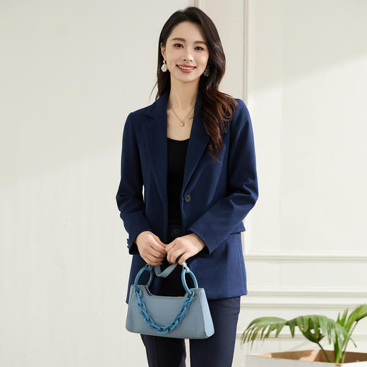罗蒙秋冬季磨毛小西装外套女士休闲百搭通勤一粒扣单西服上衣外套女 商品图5