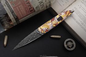 三希堂  现代刀系列  亚述之王雕金小折  未开刃