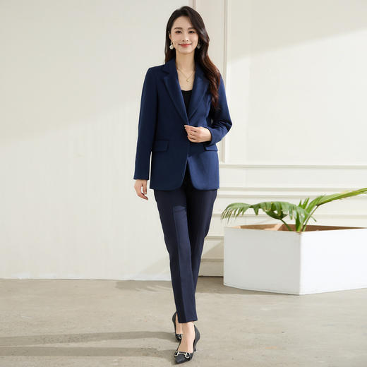 罗蒙秋冬季磨毛小西装外套女士休闲百搭通勤一粒扣单西服上衣外套女 商品图3