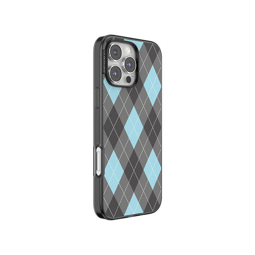 【冬眠计划】灰蓝菱格 POPCASE手机壳 MagSafe Popcase磁吸款 蓝色 菱格 拼贴 iPhone 16/15/14/13 商品图0
