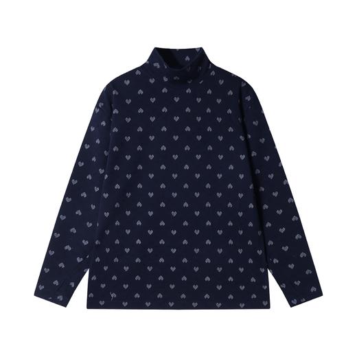 T2059秋冬季新款时尚个性满印爱心提花长袖T恤百搭高级小众设计上衣潮 商品图1