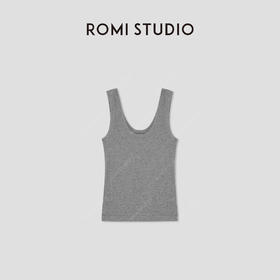 ROMI STUDIO“基础随性”高支棉U领弹力花纱感吊带背心 RW24WSD1386