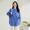 罗蒙春季蓝色条纹长袖衬衫女士宽松休闲百搭落肩版棉质衬衫外套女 商品缩略图4