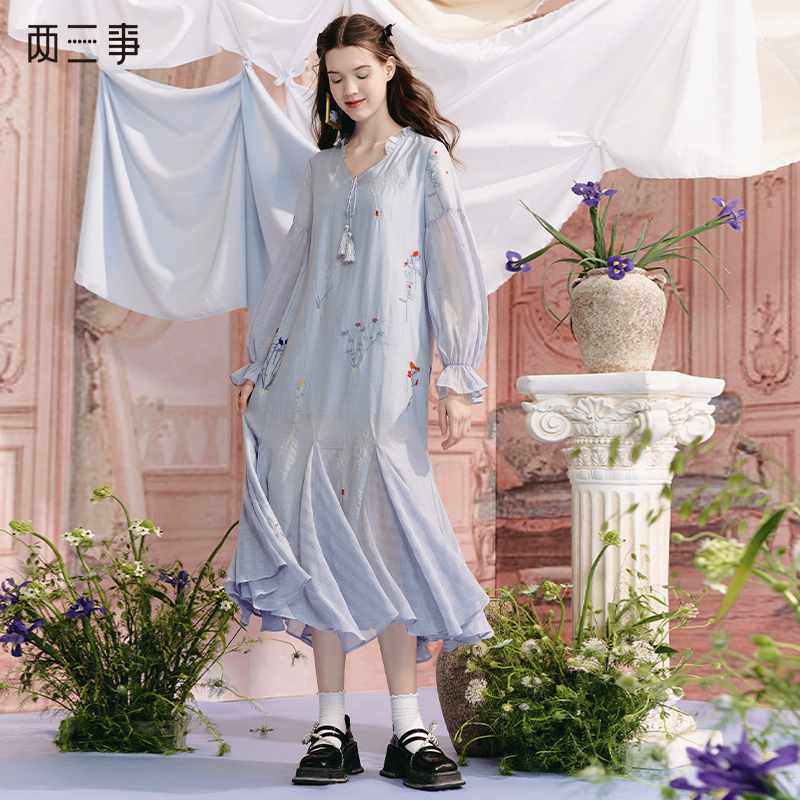 两三事气质甜美法式浪漫显瘦文艺小众夏季连衣裙