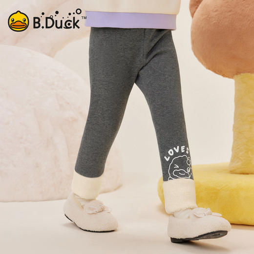 bduck小黄鸭童装女童打底裤加绒外穿冬款儿童运动裤子加厚潮90-130 FF5558016 商品图3