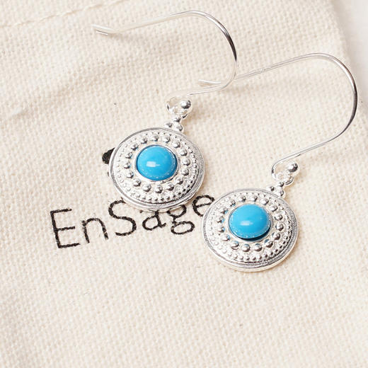 EnSage Turquoise Carved Earrings 925银 绿松石雕刻耳钉 商品图3