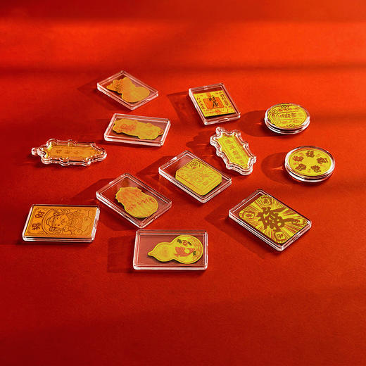 六鑫珠宝 足金999公主请发财财神黄金手机贴 商品图1