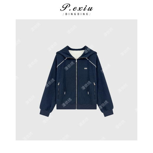 04-6潘依绣丁丁宠粉空气棉韩系插肩袖分隔设计连帽外套 7018T 商品图1