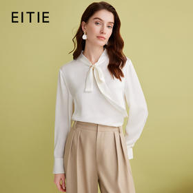 EITIE爱特爱春季新款温柔百搭显瘦飘带上衣7713402