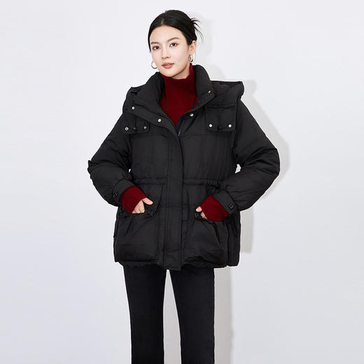 【高货wl】全新升级【铂金会员588/天猫799/差价211】(65716) 洛诗琳冬季时尚休闲防风鸭绒加厚连帽半收腰短款羽绒服 商品图4
