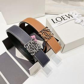 LOEWE罗意威 柔软粒面牛皮革 Anagram 做旧 皮革 男女同款情侣款 黑色/黄褐色 宽3.2cm（CB）