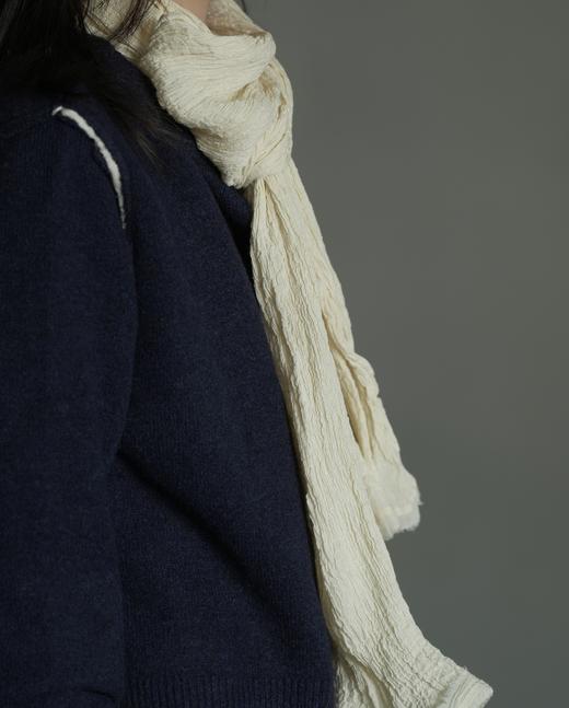 纯棉手工围巾 白色 商品图2