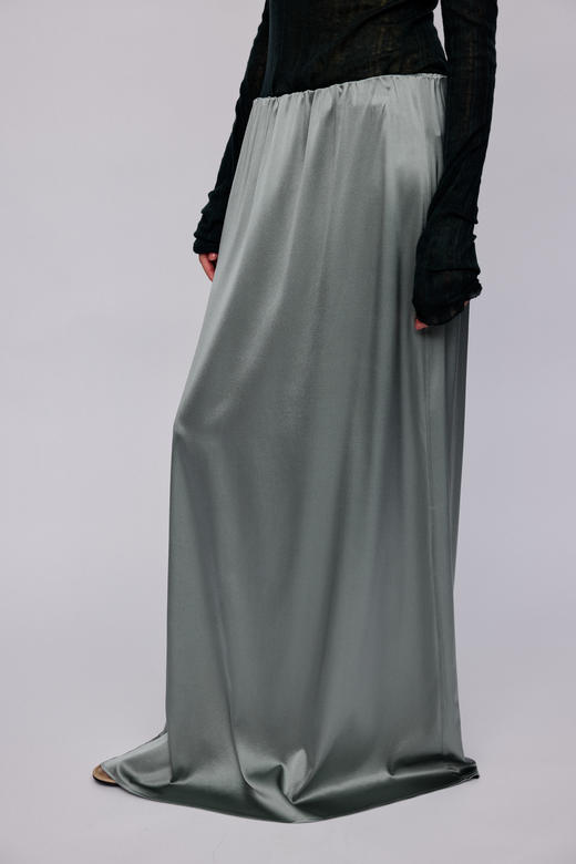 Ruohan 水蓝真丝缎松紧腰半裙 商品图2