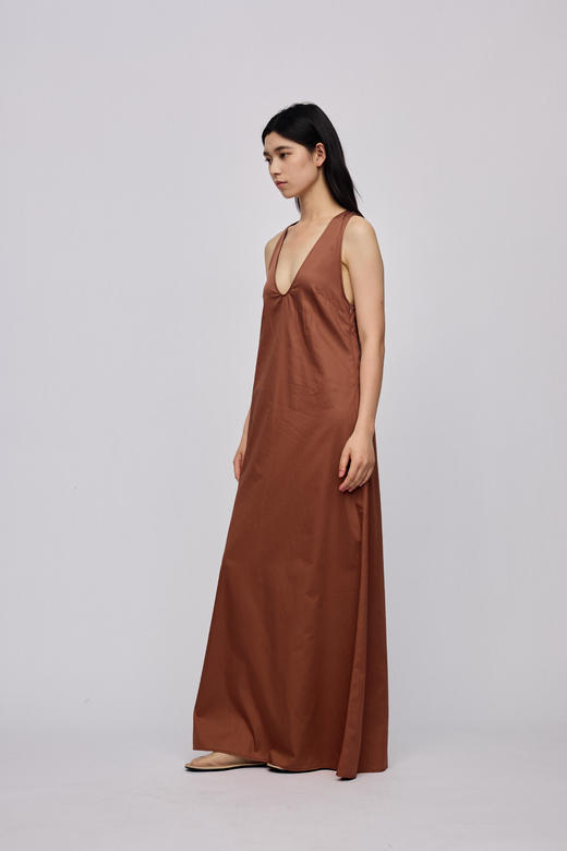 Ruohan  栗棕色纯棉背心连衣裙 商品图4