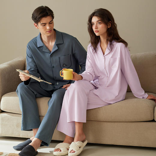 秋季男女100%棉开衫家居服套装 芬腾  A-5197 商品图0