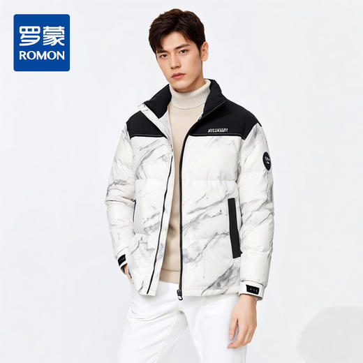 【时尚撞色拼接】罗蒙秋冬男装潮流男士外套百搭休闲羽绒服男舒适保暖羽绒服男 商品图0