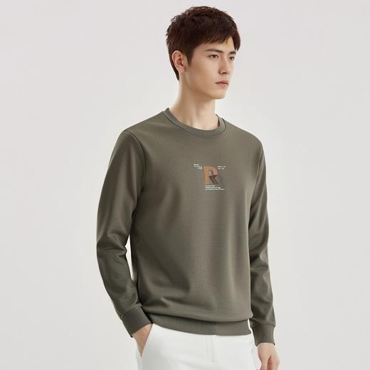 【加绒加厚 蚕丝混纺】罗蒙秋冬加绒保暖卫衣男士时尚潮流胸花卫衣男套头T恤 商品图3