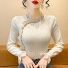 SMZ33728半高领钉珠蕾丝拼接针织衫毛衣女2024冬新款修身内搭长袖打底上衣 商品缩略图0