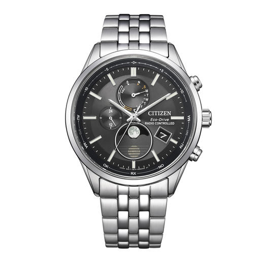 西铁城CITIZEN光动能电波不锈钢带月相时尚男表BY1030-50E 商品图2