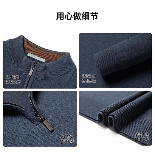 【100%绵羊毛】25早春男士半高拉链羊毛衫多色可选舒适好穿 商品图3