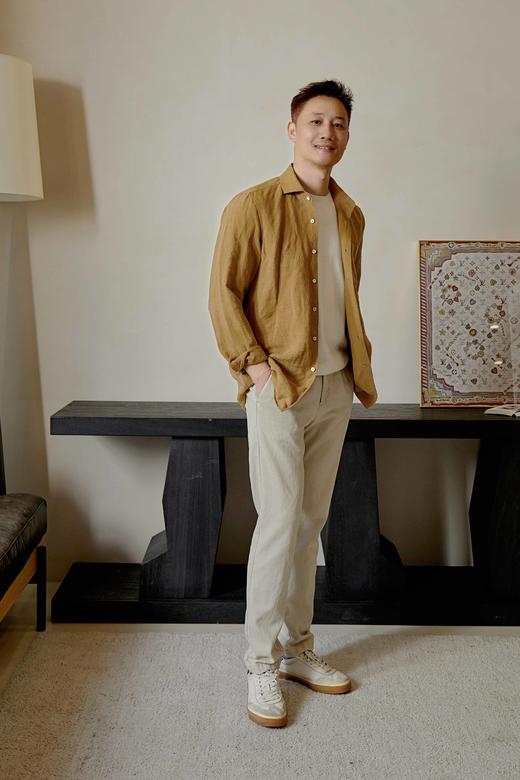 【顺丰包邮】41849 LP同款时尚轻奢风温莎领老钱风高级感亚麻男士衬衫1030 商品图8