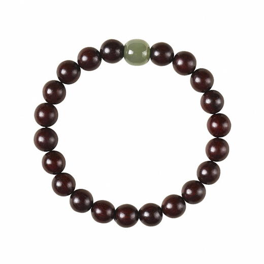 【印度小叶紫檀木手串】男女情侣款 金丝檀木文玩佛珠和田玉女念珠手链  商品图4