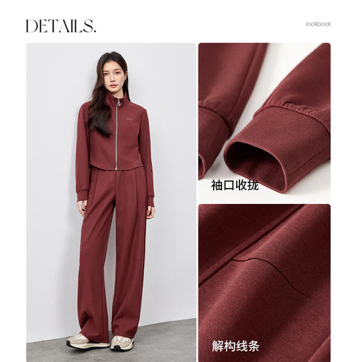 【内购】【懒人针织套装】拉链式半高领原创字母刺绣外套&松紧腰哈伦长裤-151Z58713 商品图2