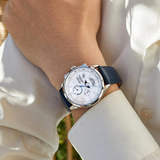 西铁城CITIZEN光动能电波皮带月相时尚男表BY1030-09A 商品图5