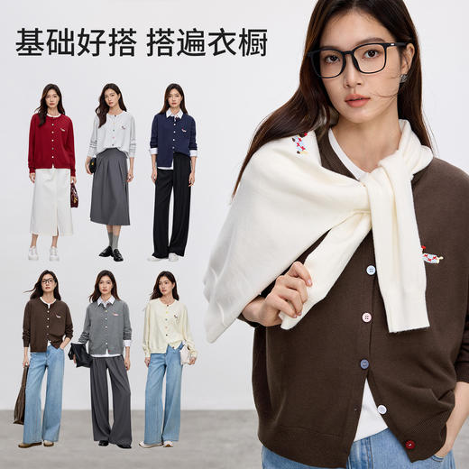 【内购】撞色纽扣针织多巴胺彩色纽扣小动物刺绣装饰仿羊绒休闲针织-W51W58929 商品图3