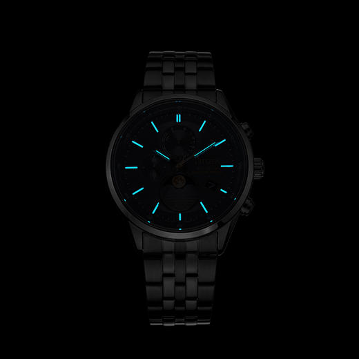 西铁城CITIZEN光动能电波不锈钢GIP覆膜月相男表BY1037-51H 商品图5