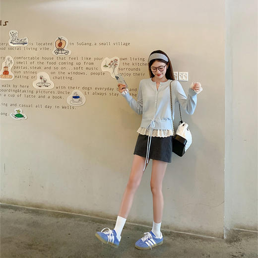 <曾小咸推荐>新品现货秒杀！卖完下架不再补 ！微信粉丝打折价！！下摆蕾丝花边抽绳系扣针织衫 日常169.99/件 立减80 秒杀89.99/件！！ 商品图4