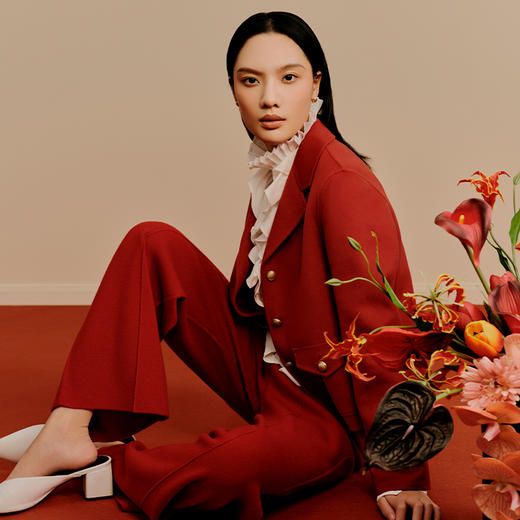 东黎 • 小山羊绒女士秋冬西服领小香风双面呢羊绒大衣 3322 商品图6