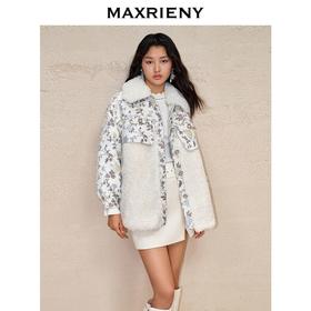 MAXRIENY优雅复古感环保皮草外套冬款提花羽绒服(货号:MC88DC779)